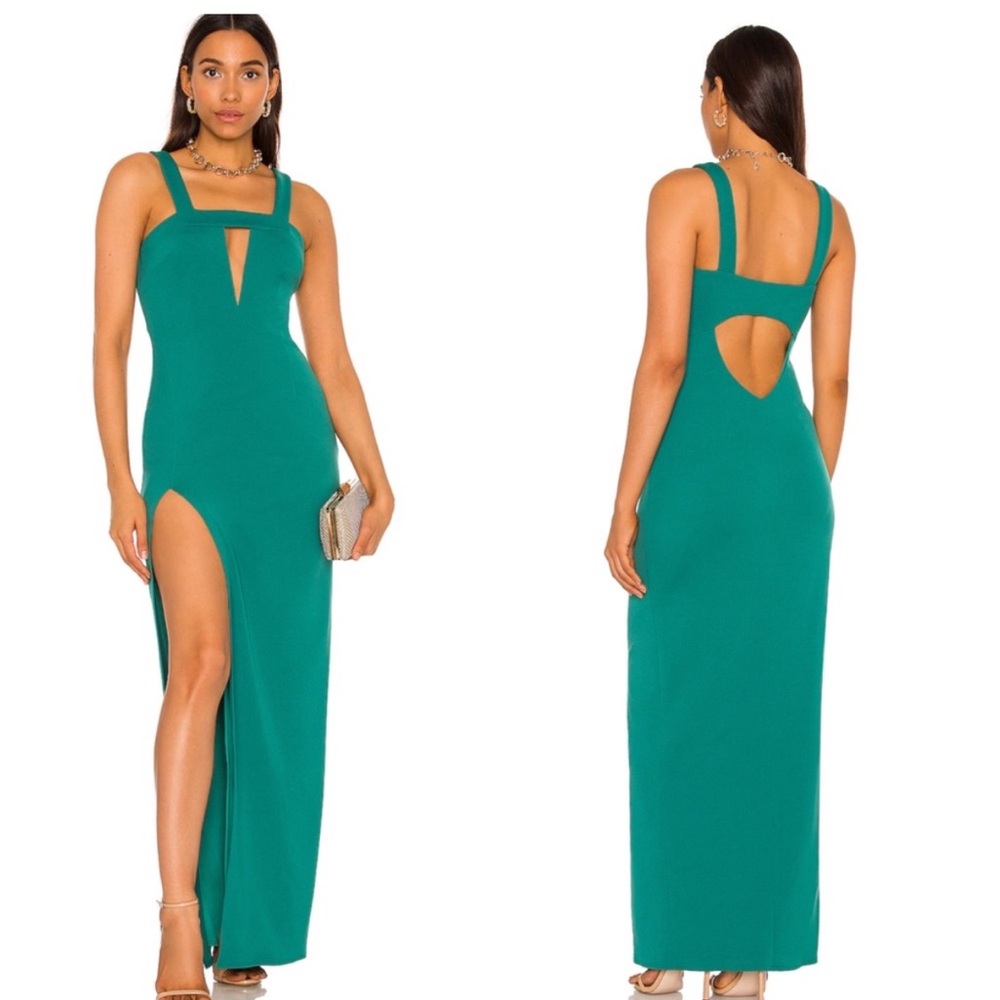 KATIE MAY Long Plunge Green Dress